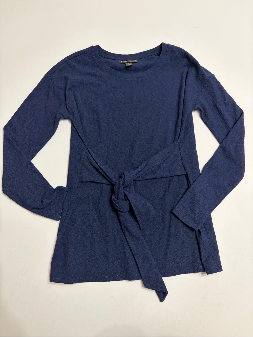 A Pea in the Pod Maternity Navy Long Sleeve Tie-Front Top SZ S office casual